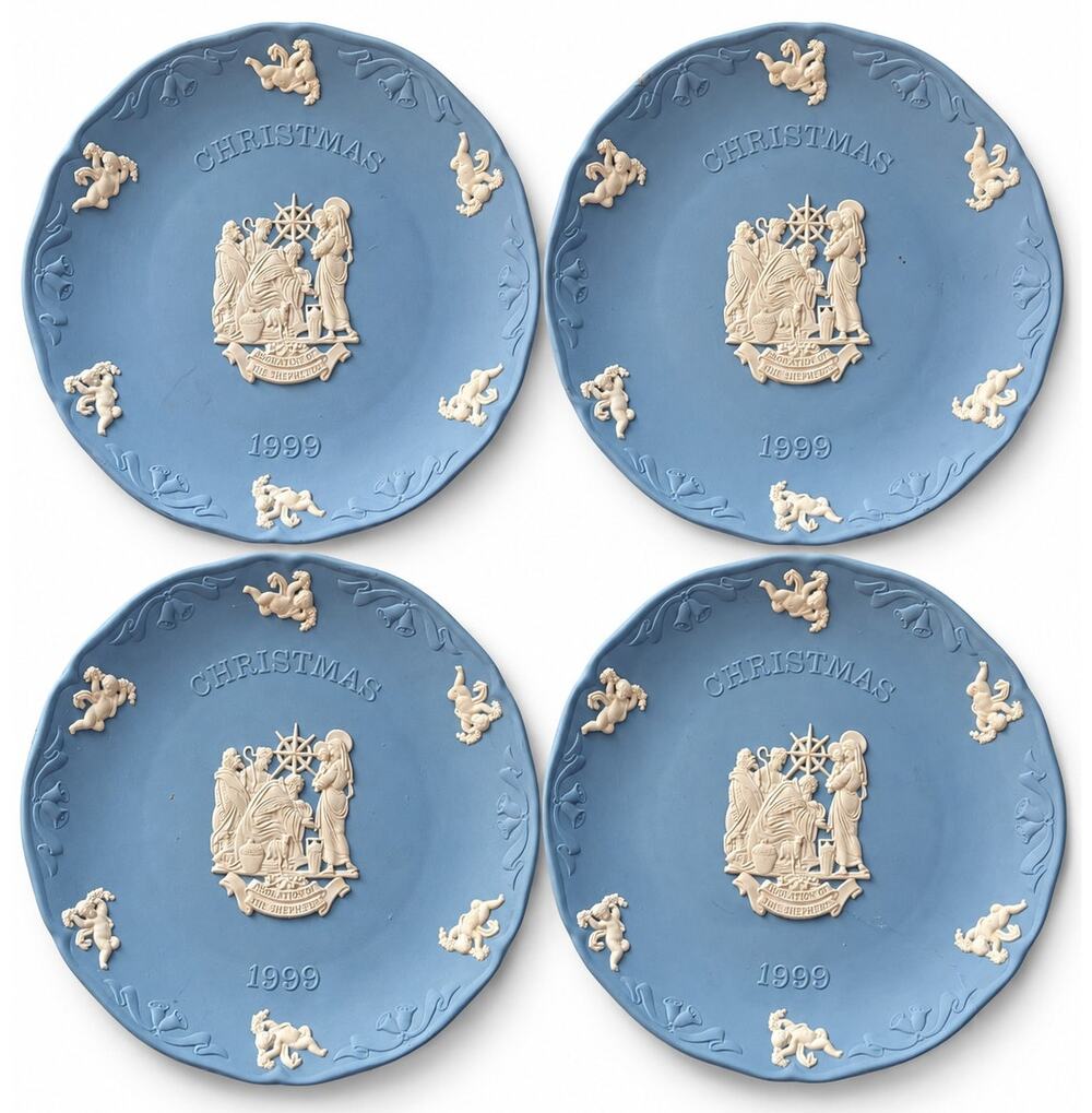 Wedgwood 1999 Adoration of the Shepherds Christmas Plates Set of 4 Jasperware